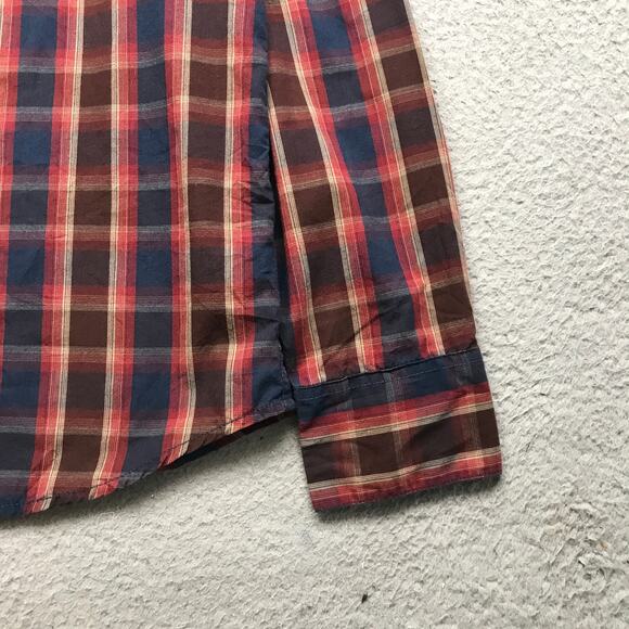 Levis Strauss & Co. Button Up Shirt Mens Large L Pockets Plaid Maroon Red Blue - Picture 6 of 10